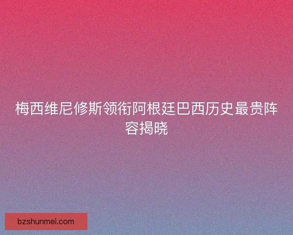 梅西维尼修斯领衔阿根廷巴西历史最贵阵容揭晓